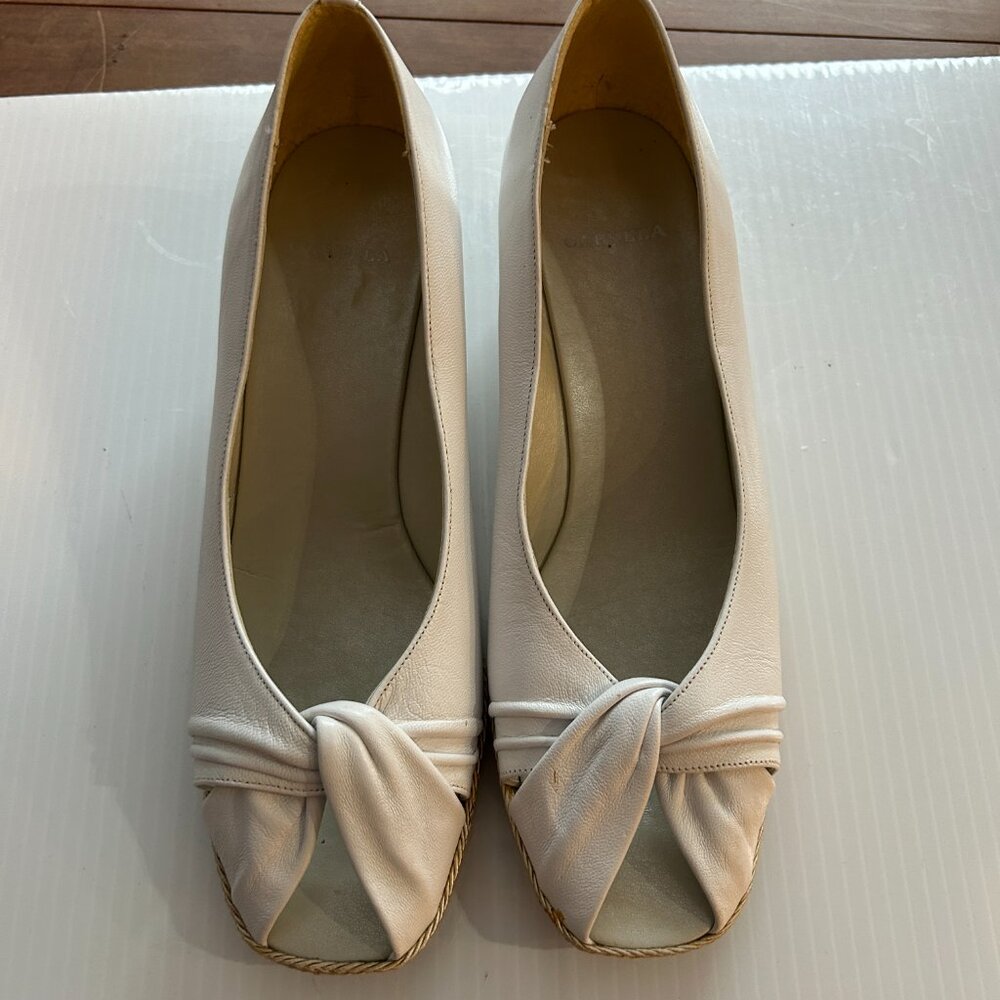 Carvela Espadrille, White Leather, Italy, Size 38, Ladies